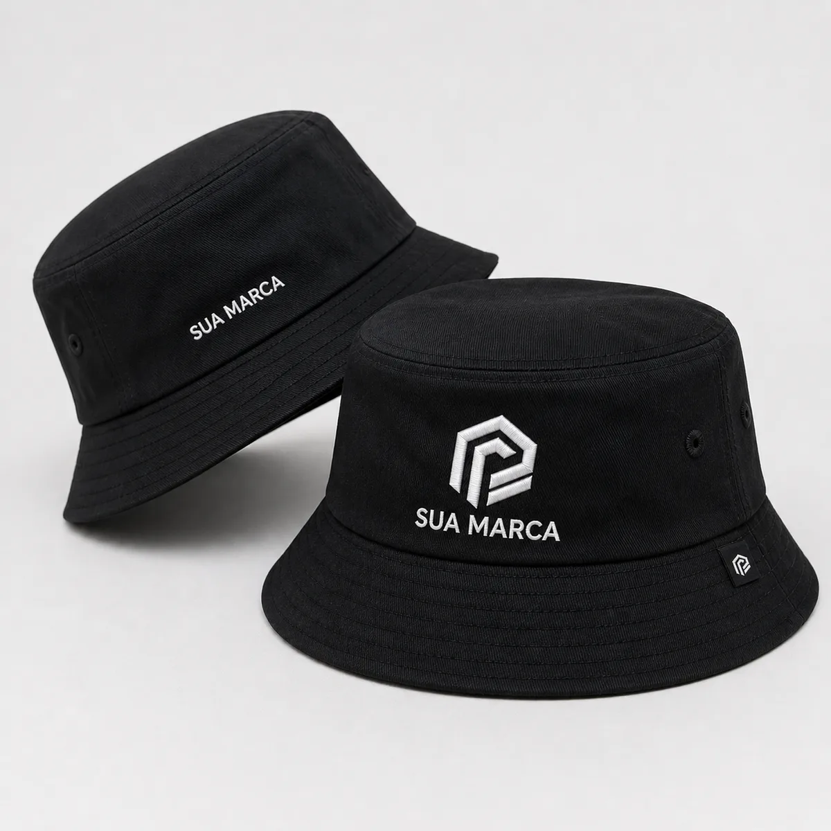 Boné Bucket personalizado com bordado de demonstração Sua Marca